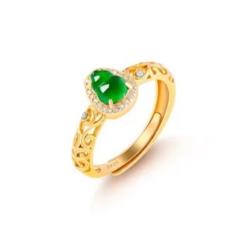 Double Happiness Gift Ice Type Jadeite Rings Women's