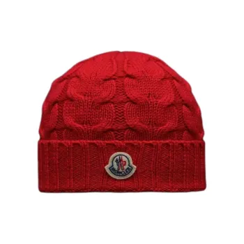 Moncler Logo Patch Cable Knitted Beanie