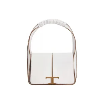 TOD'S Timeless Cow Leather Shoulder Bag Handbags Small Size Women's White