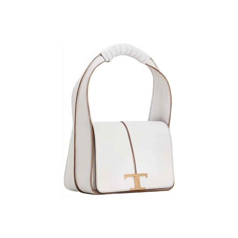TOD'S Timeless Cow Leather Shoulder Bag Handbags Small Size Women's White-1
