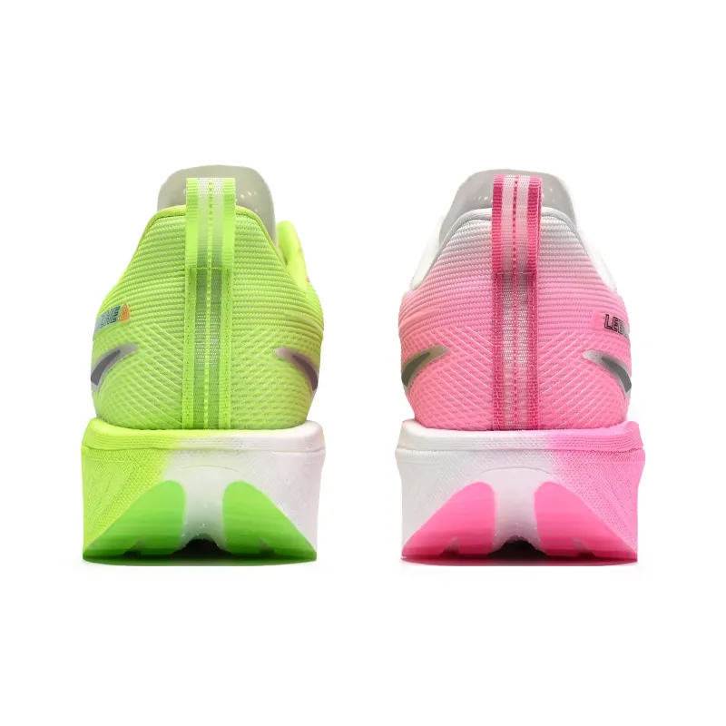 LEBUZHE Low Top Running Shoes Unisex Lime Cherry Blossom Mismatched-3