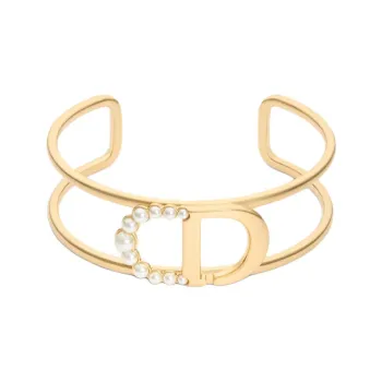 DIOR Metal Resin Bead Bangles Women's Gold