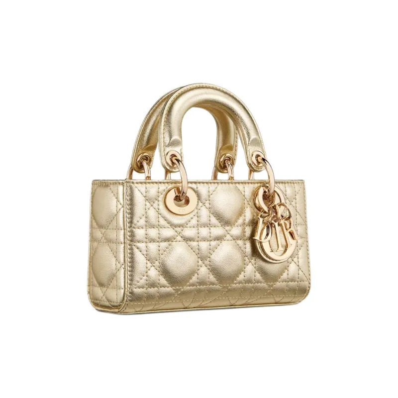 DIOR Lady D JOY Cow Leather Shoulder Bag, Crossbody Bag, Handbag Extra Mini Women's Gold-3