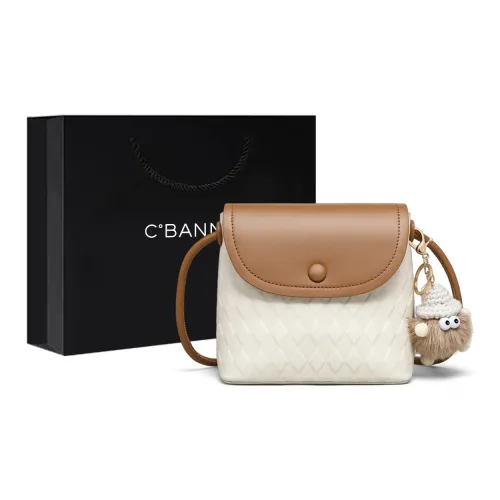 C°BANNER Synthetic Leather One Shoulder Crossbody Small Square Bag Regular Women's Ecru/Black
