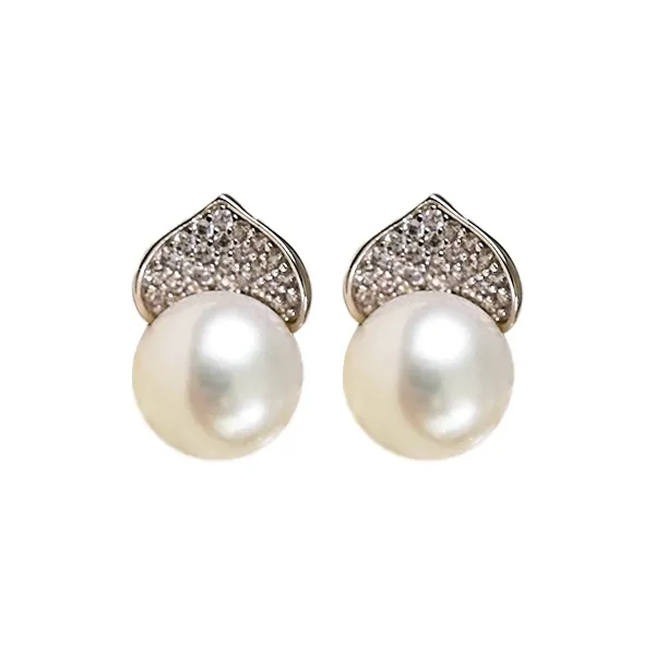 ORANGE SYMBOL Freshwater Pearl Stud Earrings Women's-5