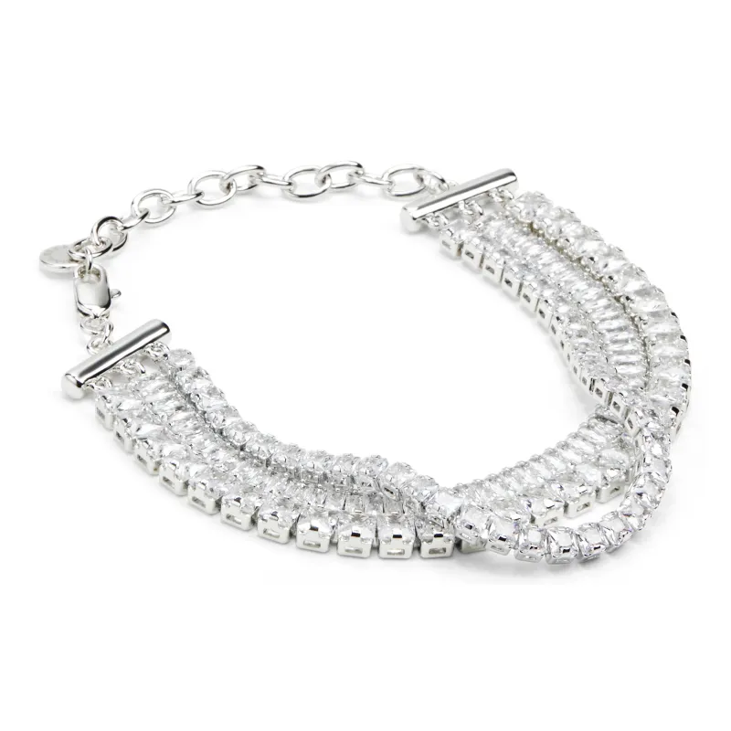 CHARLES&KEITH Brass/Crystal Bracelets Women's Silver-1