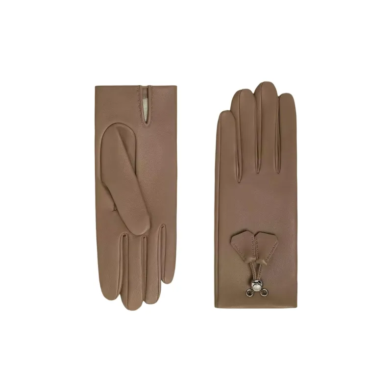 HERMES Lambskin Cashmere Brushed Other Gloves Women's Black/Brown-1