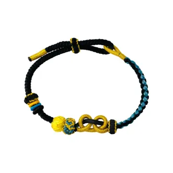 Love Six Character Mantra Beaded Spell Woven Rope Bracelet 999 Solid Gold Fixed Price Gold Bracelet Women's