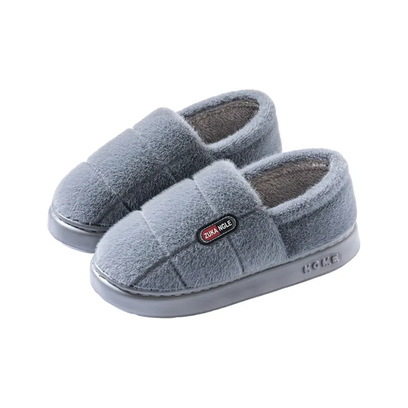 Foot Recreation Winter Warm Minimalist Style Square Cotton Slippers Home Slippers Unisex-0
