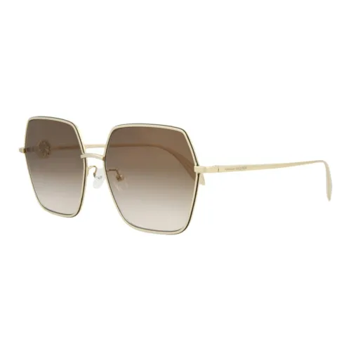 Alexander McQueen Metal Irregular Shape Sunglasses Women's Gold