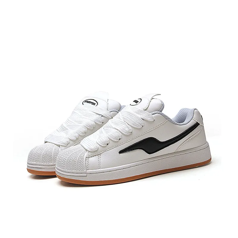 STUR YSN Wear resistant And Lightweight Low Top Skateboard Shoes Unisex White Cowhide-2