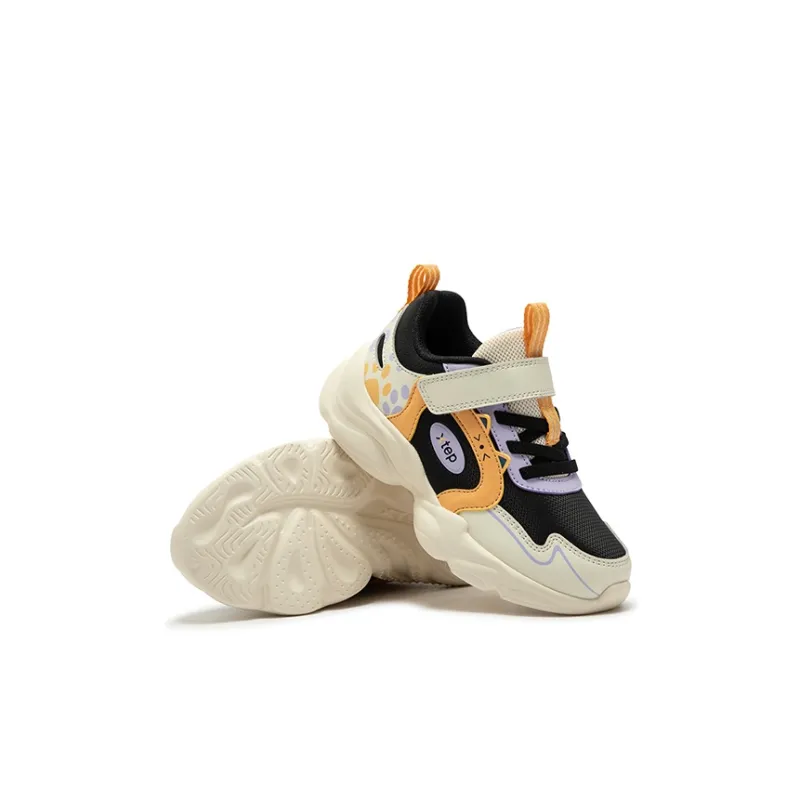 XTEP Non slip Support Low Top Kids Lifestyle Shoes Black Light Apricot Lavender Kids'-4