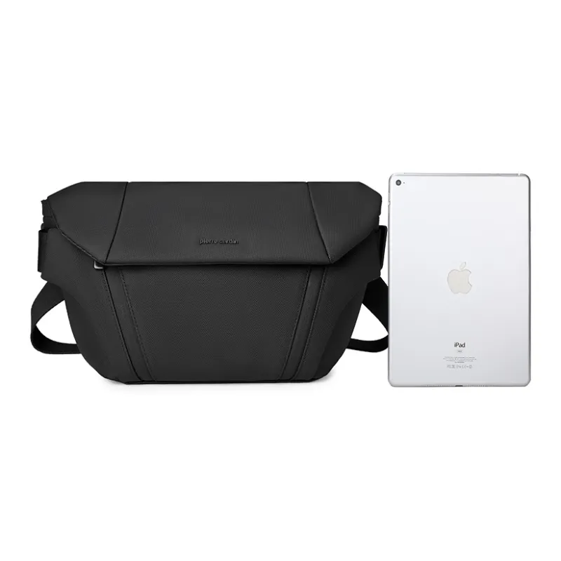 PIERRE CARDIN Membrana Dermalis Messenger Bag, Crossbody Bag Medium Size Men's Black-4