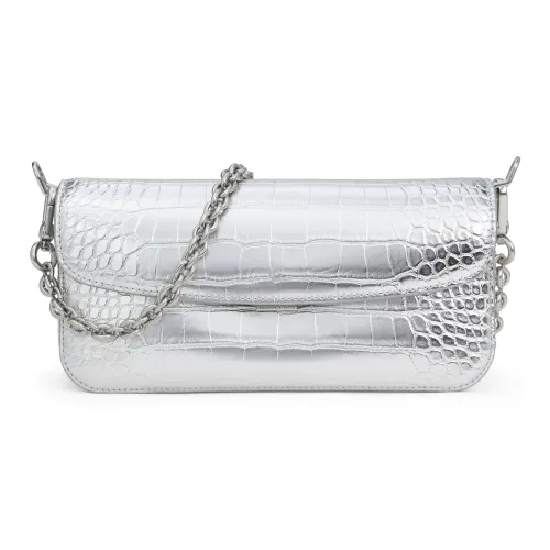 CHARLES&KEITH PU One Shoulder Bag Trumpets Women's Silver/Noir Black