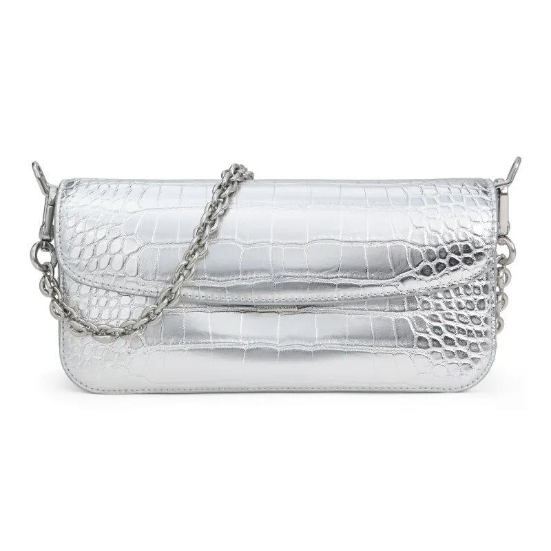 CHARLES&KEITH PU One Shoulder Bag Trumpets Women's Silver/Noir Black-0