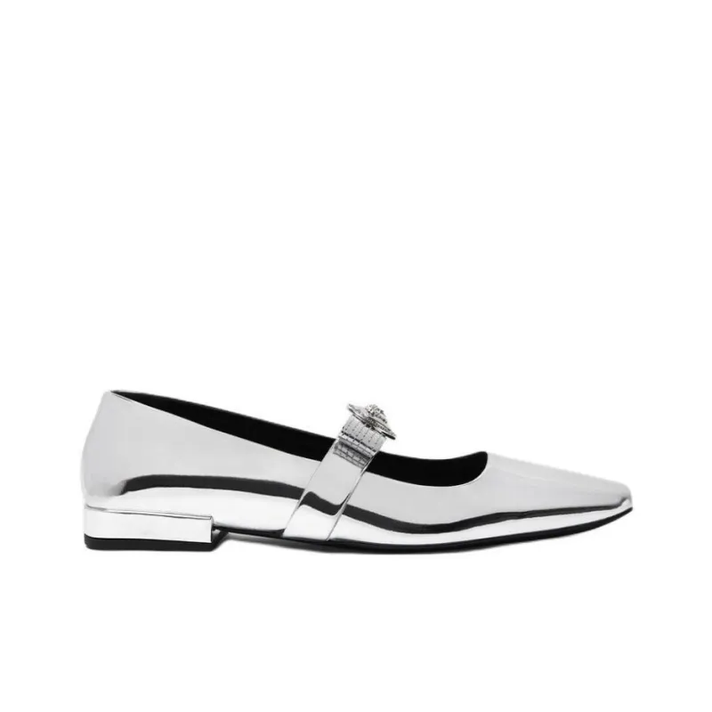 VERSACE Gianni Ribbon Casual Single Shoes Women's Silver-1