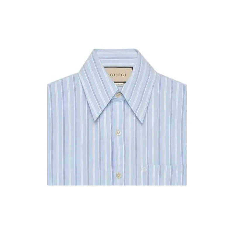 GUCCI Striped Collared Long-Sleeve Shirt-1