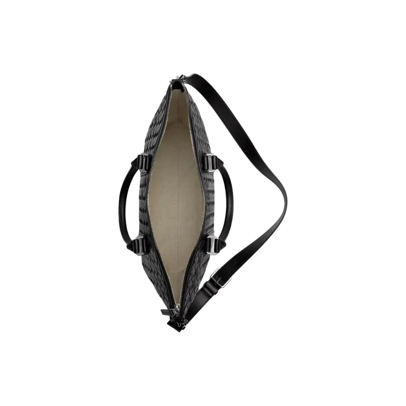 Bottega Veneta Calfskin Portable One Shoulder Crossbody Briefcases Men's Black-2