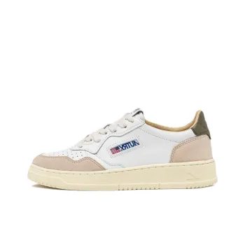 AUTRY Medalist Leather Low White Covert Green Beige Women's