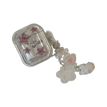 Baohuguang Compatible With AirPods 1/pro/3 TPU Korean Style Ins Small Design Electroplated Feather Star Headphone Cases