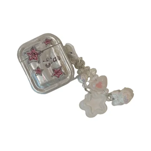 Baohuguang Compatible With AirPods 1/pro/3 TPU Korean Style Ins Small Design Electroplated Feather Star Headphone Cases