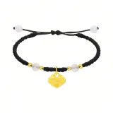 Ruyi Peaceful Lock Rope Bracelet, Black