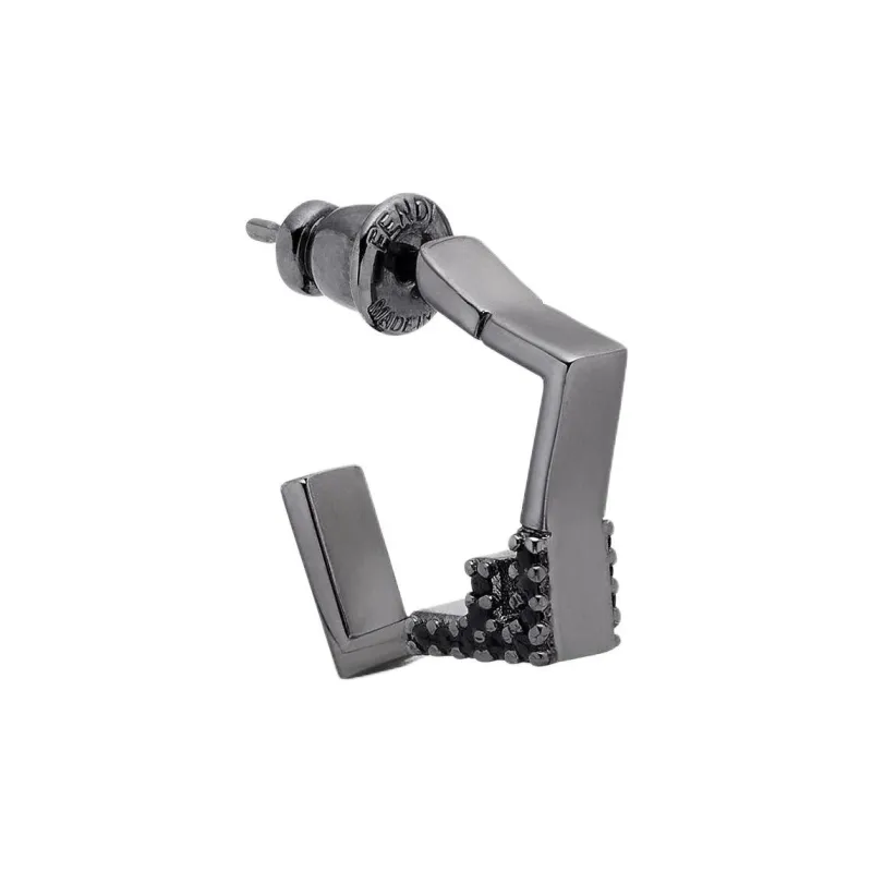 FENDI Metal Earrings Men's Black-1
