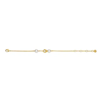 FENDI Brass Stones Metal Pearl Bracelets Women's Gold