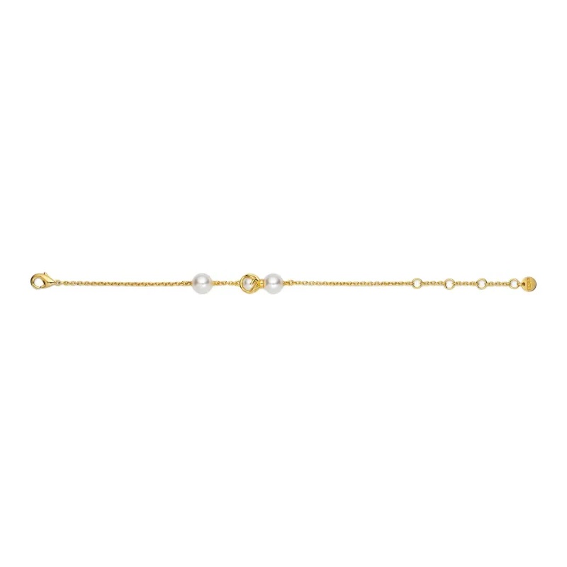 FENDI Brass Stones Metal Pearl Bracelets Women's Gold-0