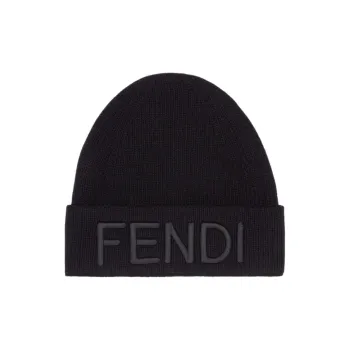 FENDI Logo Embroidered Knit Beanie
