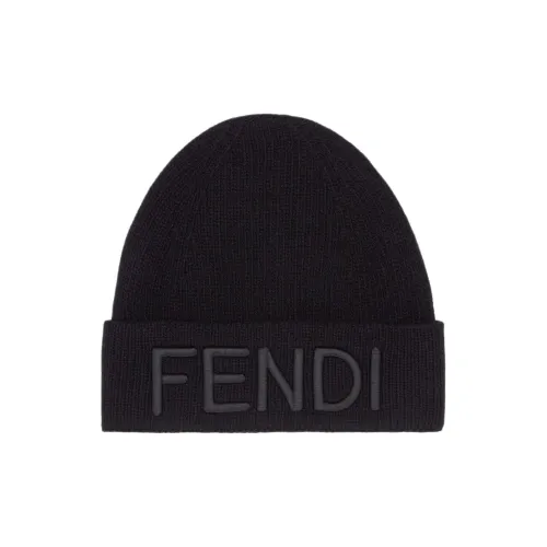 FENDI Logo Embroidered Knit Beanie