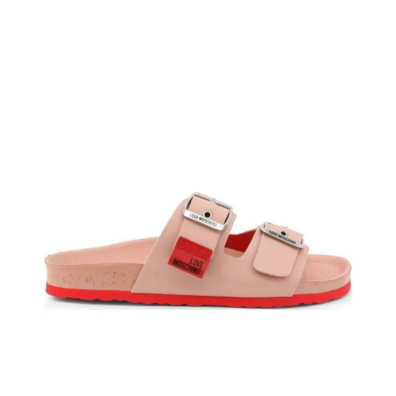 LOVE MOSCHINO Rubber Sole Slide Slippers Women's Pink-1