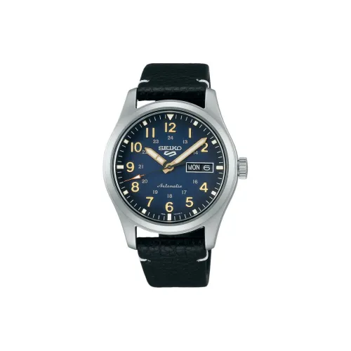 SEIKO Automatic/Manual Mechanical Movement Cowhide Strap Watch Men's Watch Blue Dial