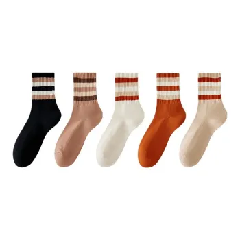 MIIOW Mid Calf Socks Women's 5 Pack Mixed Color