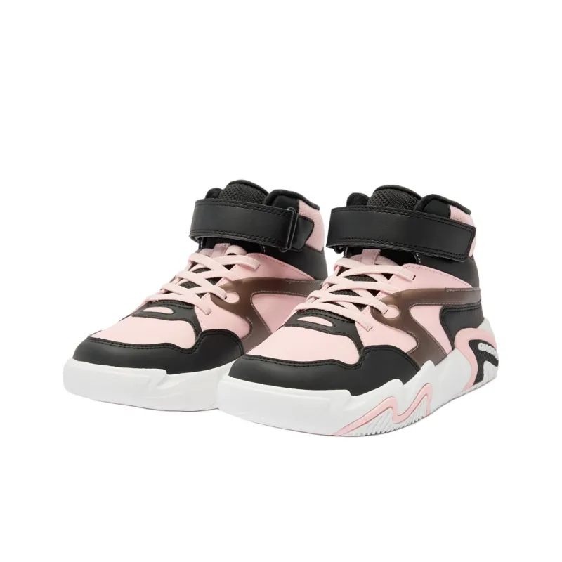 QIAODAN Slip Resistant Anti Kick Mid Top Kids Lifestyle Shoes Black Pink Teenagers-2