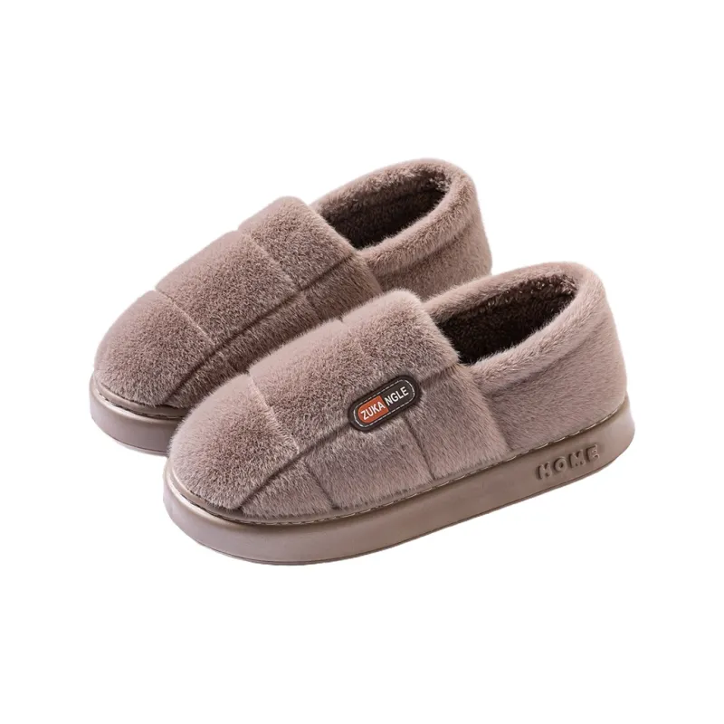 Foot Recreation Winter Warm Minimalist Style Square Cotton Slippers Home Slippers Unisex-15