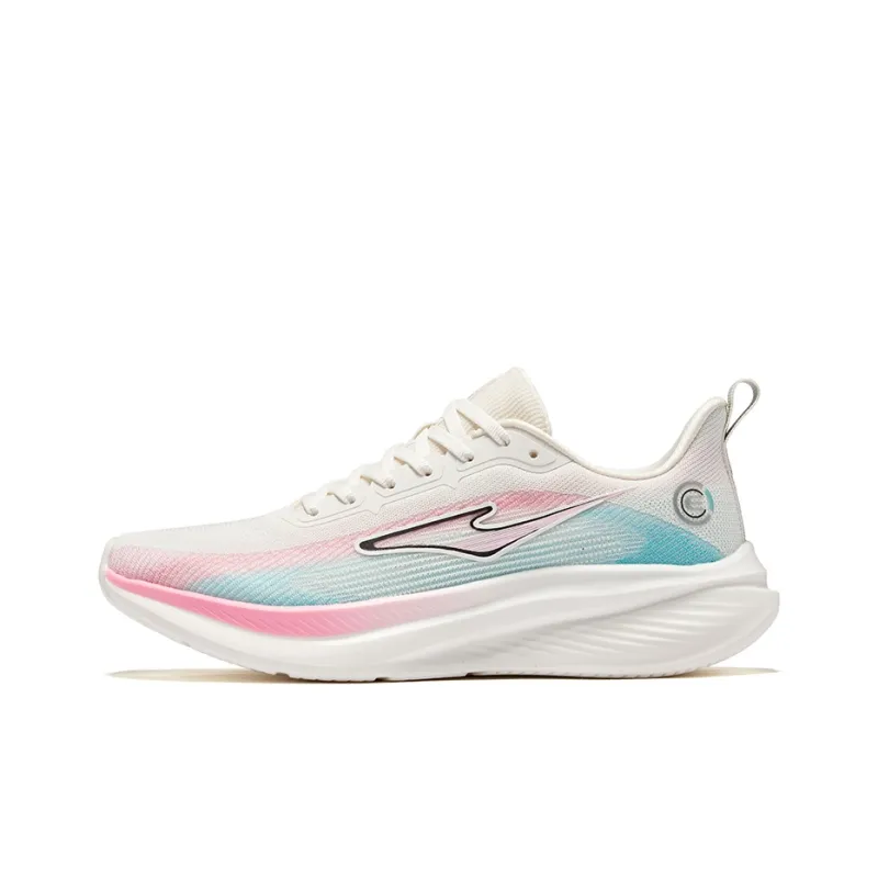 Erke Lightweight Cushioning Rebound Low-Top Running Shoes Men's Microcrystalline White Peach Blossom Pink-0