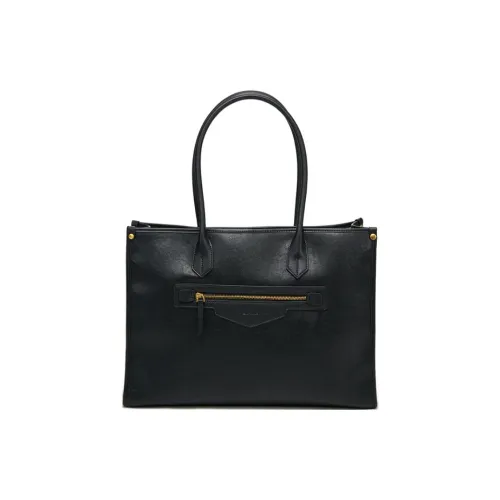 Simedin Synthetic Leather Tote Bag, Shopping Bag, Shoulder Bag Moschino Size Women's Deep Black/Chocolate