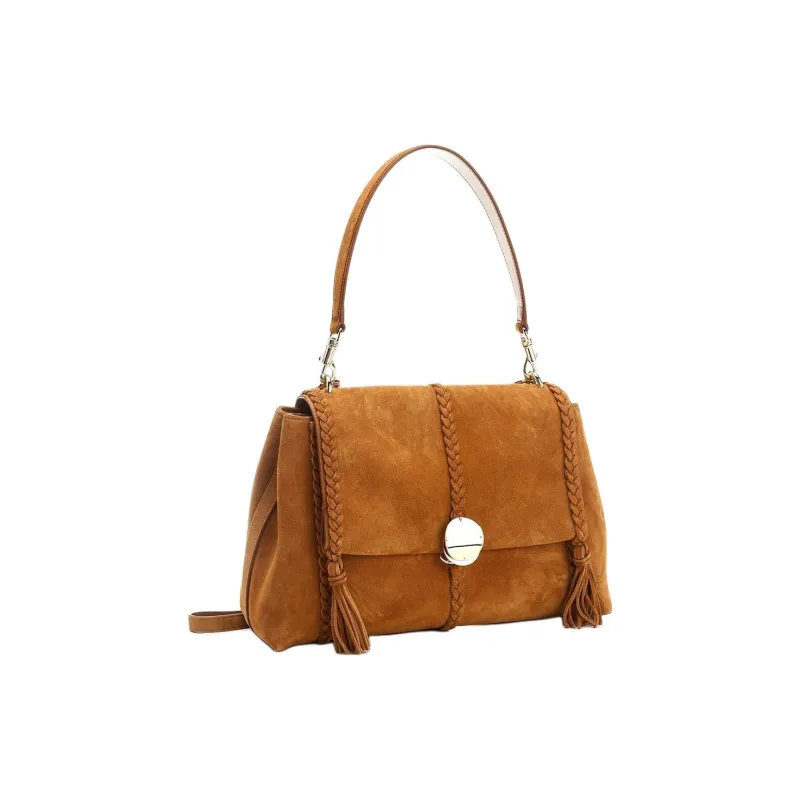 Chloe Penelope Series Suede Calfskin Portable Crossbody Bag, Shoulder Bag Women's Brown-1