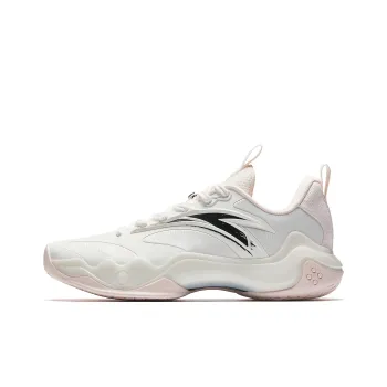 Anta Shock Wave 4 Anti Slip And Wear Resistant Breathable Low Top Basketball Shoes Men's White Pink