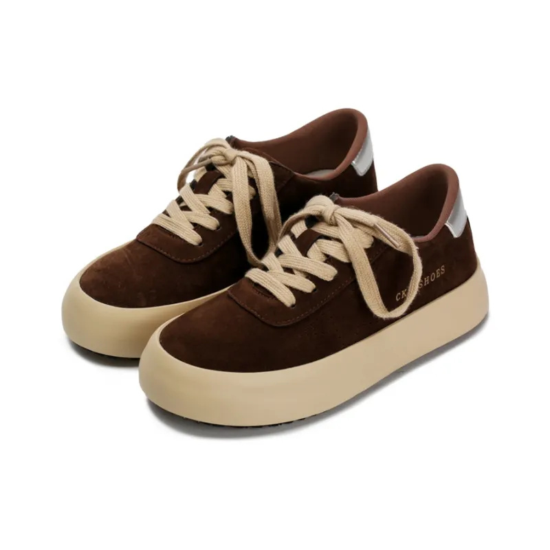 Zun'er Non-slip Lightweight Low-Top Skateboard Shoes Women's Camel-6
