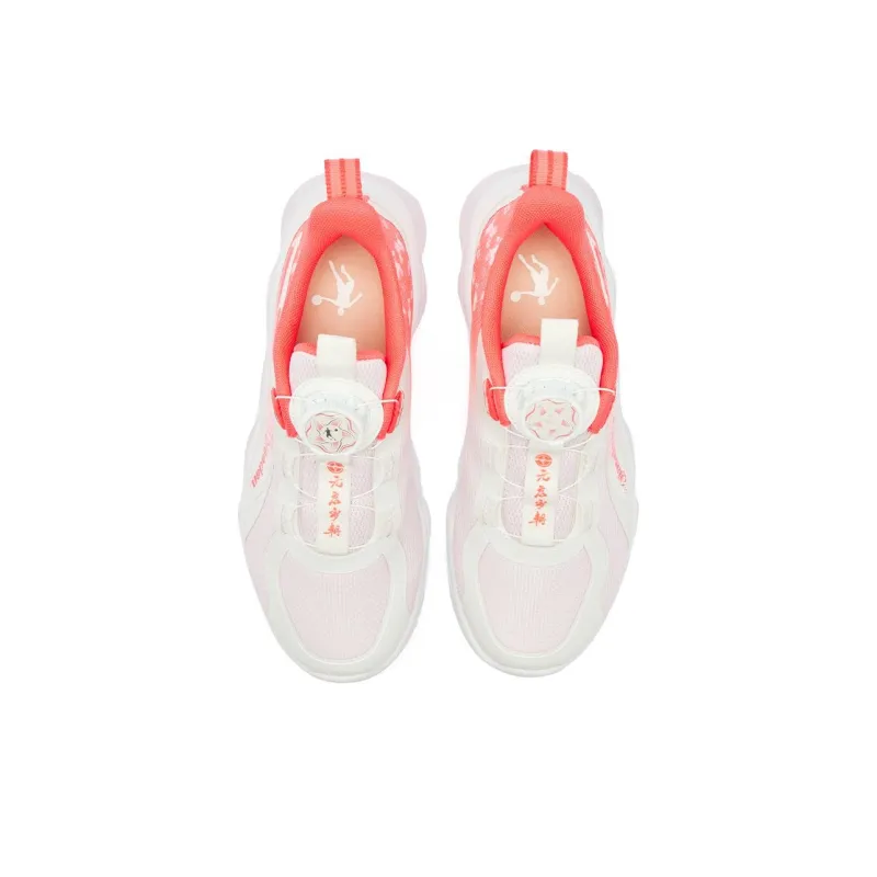 QIAODAN Anti Kick Cushioning Low Top Kids' Running Shoes White Pink Teenagers-3
