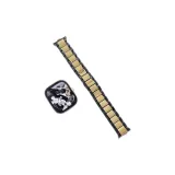 Three-Link Ceramic-Black Medium Gold