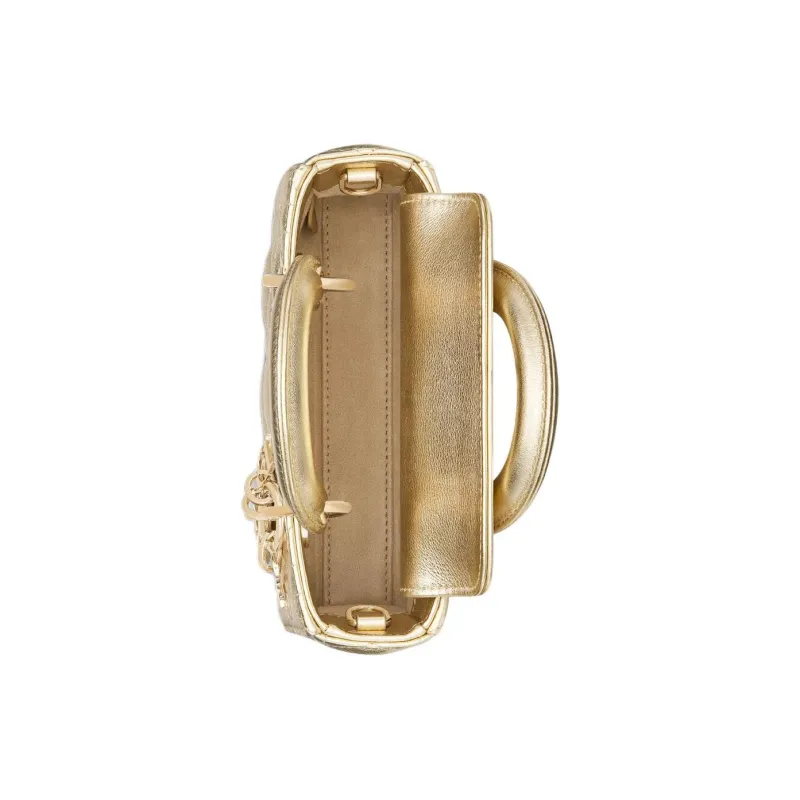 DIOR Lady D JOY Cow Leather Shoulder Bag, Crossbody Bag, Handbag Extra Mini Women's Gold-5