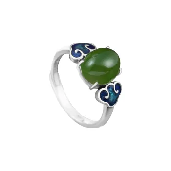 CHIC ZONE Hetian Jade Rings Jasper Women's