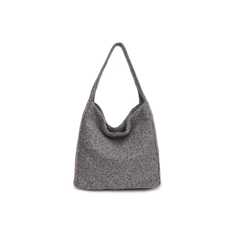 RUIPAI Woolen Tote Bag, Shopping Bag, Shoulder Bag Regular Women's Gray/Black/Black White Plaid/Brown-1