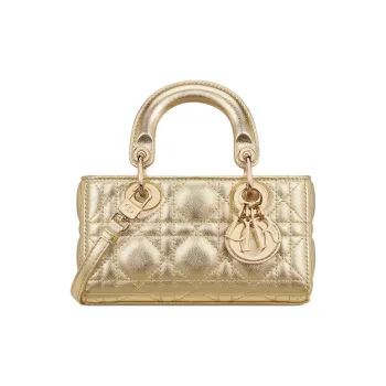 DIOR Lady D JOY Cow Leather Shoulder Bag, Crossbody Bag, Handbag Extra Mini Women's Gold