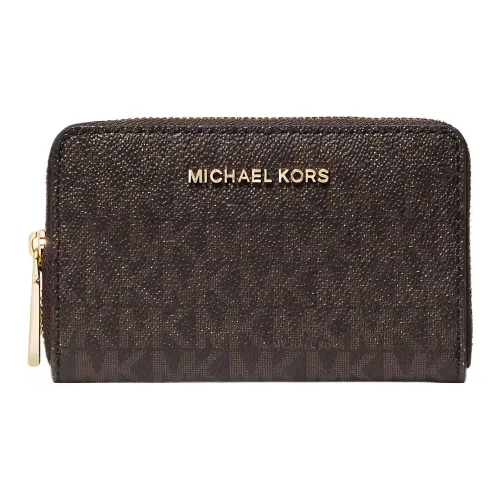 MICHAEL KORS Coated Canvas Wallet Small Size Women's Brown & Acorn