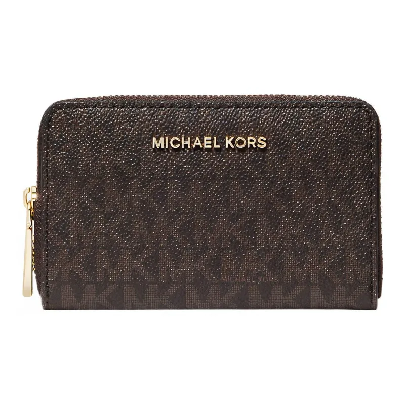 MICHAEL KORS Coated Canvas Wallet Small Size Women's Brown & Acorn-0