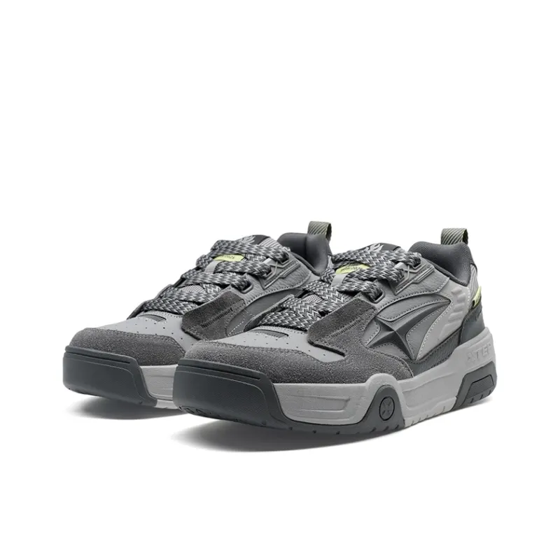 XTEP Wear Resistant Slip Resistant Low Top Skateboard Shoes Men's Charcoal Gray/Smoke Gray/Plain Elegant Gray-4